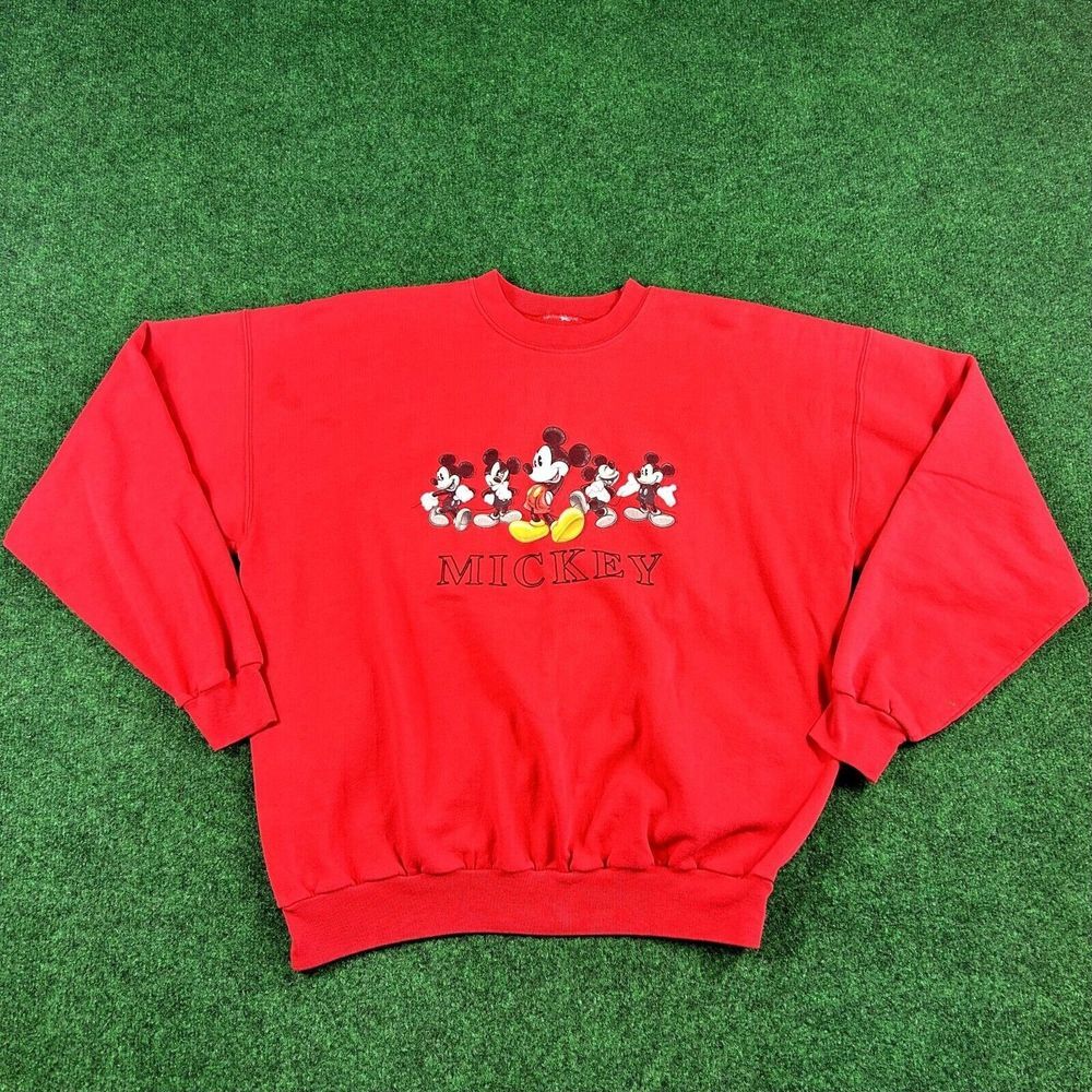 Vintage Disney‎ Mickey Mouse Sweatshirt Womens Size Large Red Crewneck